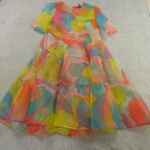 STAUD Colorful Sheer Tiered Mini Dress